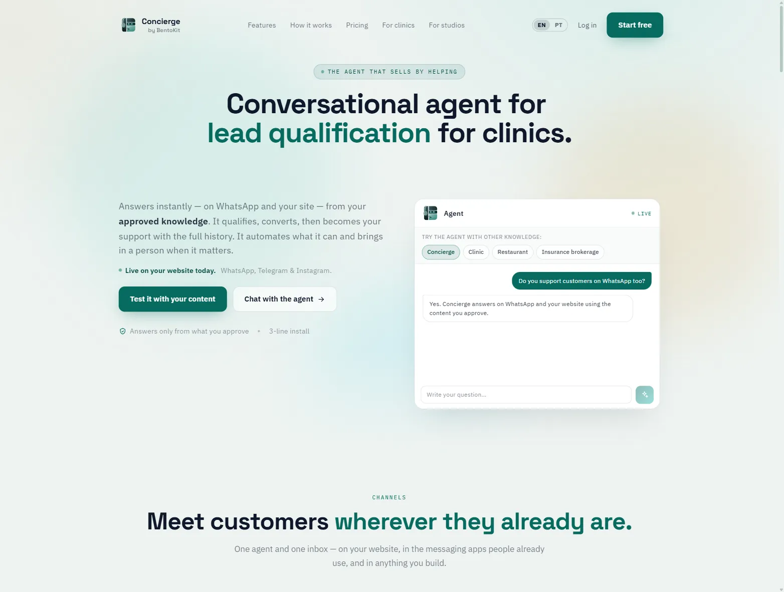 Concierge by BentoKit landing page